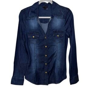 G JEAN Blue Vintage Look Top Medium